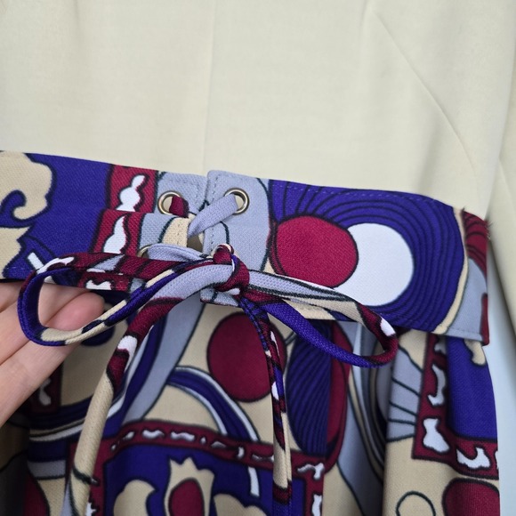 Leslie Fay Womens Mod Colorblock Knit Maxi Dress Vintage 70s Belted Abstract M - Picture 11 of 14